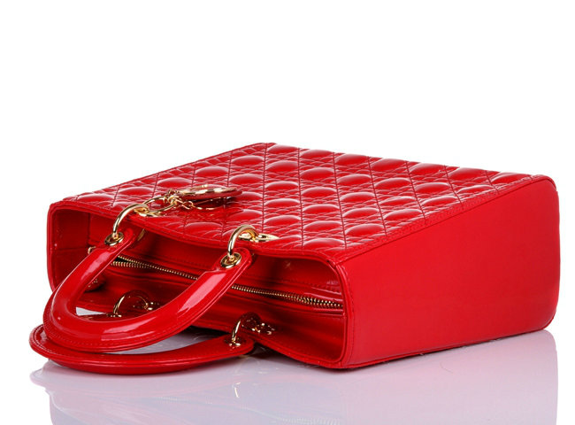 replica jumbo lady dior patent leather bag 6322 red with gold